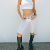 Foldover Capri - White Crochet