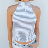 Halter Top - White Stripe