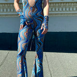 O-Ring Jumpsuit - Blue Cheetah Swirl