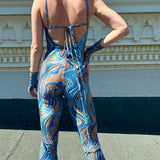 O-Ring Jumpsuit - Blue Cheetah Swirl