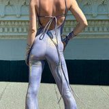 O-Ring Jumpsuit - Metallic Periwinkle