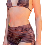 Brown Tie Dye Shortie Set